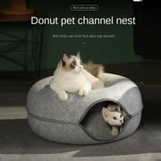 Round Wool Felt Cat Litter Tunnel Cat Litter, Size:60x60x27cm(Blue)