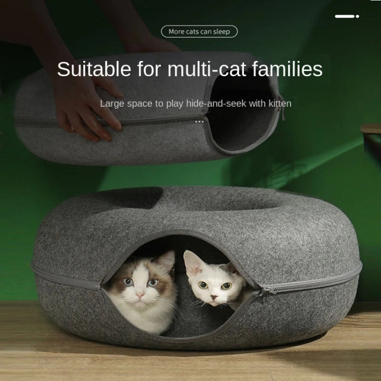 Round Wool Felt Cat Litter Tunnel Cat Litter, Size:60x60x27cm(Blue)