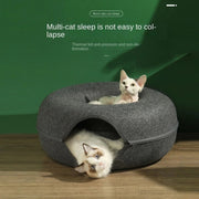 Round Wool Felt Cat Litter Tunnel Cat Litter, Size:60x60x27cm(Dark Grey)