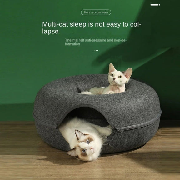 Round Wool Felt Cat Litter Tunnel Cat Litter, Size:60x60x27cm(Dark Grey)