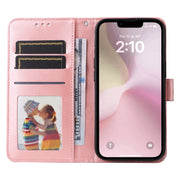 For iPhone 16e Embossed Sunflower Leather Phone Case(Pink)