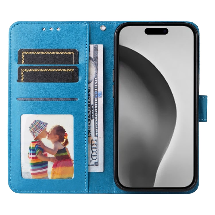 For iPhone 16 Pro Max Embossed Sunflower Leather Phone Case(Blue) - iPhone 16 Pro Max Cases by PMC TechLife | Online Shopping South Africa | PMC TechLife | Buy Now Pay Later Mobicred