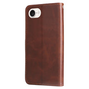 For iPhone 16e Fashion Calf Texture Zipper Leather Phone Case(Brown)