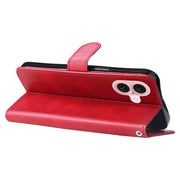 For iPhone 16 Fashion Calf Texture Zipper Leather Phone Case(Red)