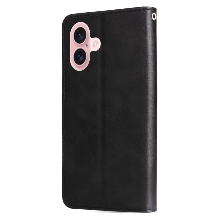 For iPhone 16 Fashion Calf Texture Zipper Leather Phone Case(Black) - iPhone 16 Cases by PMC TechLife | Online Shopping South Africa | PMC TechLife | Buy Now Pay Later Mobicred