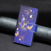 For iPhone 16 Colored Drawing Pattern Zipper Phone Leather Case(Purple Butterfly)