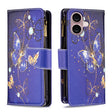 For iPhone 16 Plus Colored Drawing Pattern Zipper Phone Leather Case(Purple Butterfly) - iPhone 16 Plus Cases by PMC TechLife | Online Shopping South Africa | PMC TechLife | Buy Now Pay Later Mobicred