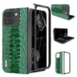 For Google Pixel 9 Pro Fold ABEEL Genuine Leather Weilai Series Phone Case(Green) - Google Cases by PMC TechLife | Online Shopping South Africa | PMC TechLife | Buy Now Pay Later Mobicred