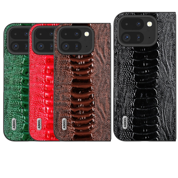 For Google Pixel 9 Pro Fold ABEEL Genuine Leather Weilai Series Phone Case(Coffee)