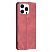 For iPhone 16 Pro Rhombus Texture Magnetic Leather Phone Case(Red)