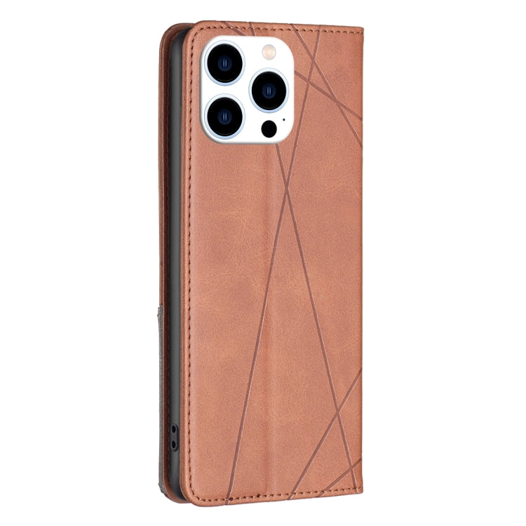 For iPhone 16 Pro Rhombus Texture Magnetic Leather Phone Case(Brown) - iPhone 16 Pro Cases by PMC TechLife | Online Shopping South Africa | PMC TechLife | Buy Now Pay Later Mobicred