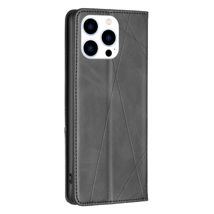 For iPhone 16 Pro Rhombus Texture Magnetic Leather Phone Case(Black) - iPhone 16 Pro Cases by PMC TechLife | Online Shopping South Africa | PMC TechLife | Buy Now Pay Later Mobicred
