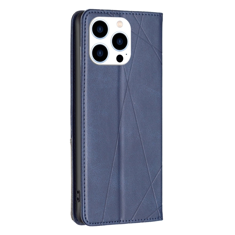 For iPhone 16 Pro Max Rhombus Texture Magnetic Leather Phone Case(Blue)