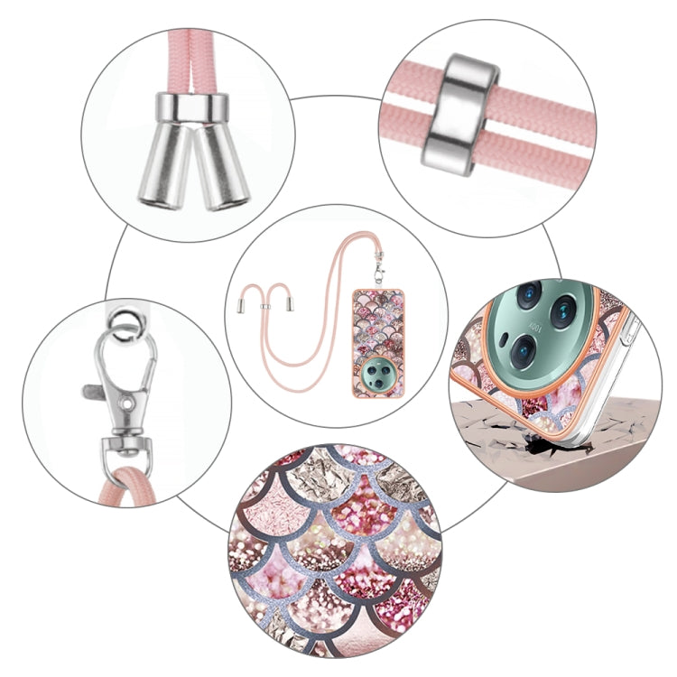 For Honor Magic5 Pro Electroplating IMD TPU Phone Case with Lanyard(Pink Scales) - Honor Cases by PMC TechLife | Online Shopping South Africa | PMC TechLife | Buy Now Pay Later Mobicred