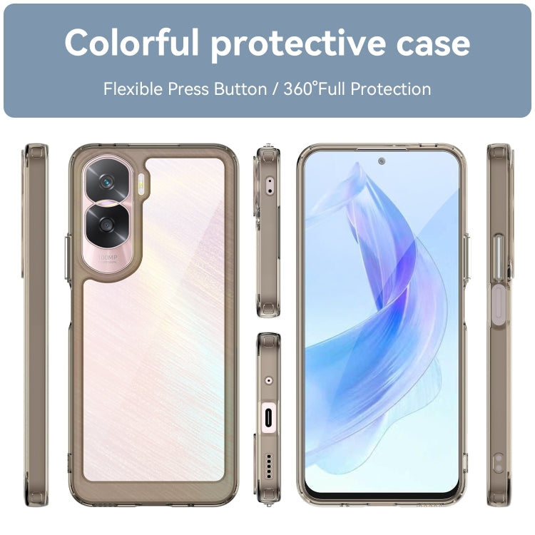 For Honor 90 Lite Colorful Series Acrylic Hybrid TPU Phone Case(Transparent Grey) - Honor Cases by PMC TechLife | Online Shopping South Africa | PMC TechLife | Buy Now Pay Later Mobicred