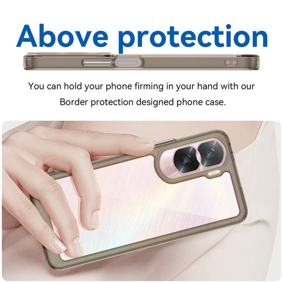 For Honor 90 Lite Colorful Series Acrylic Hybrid TPU Phone Case(Transparent Grey)