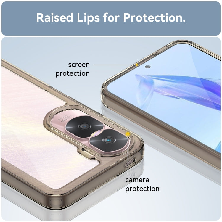 For Honor 90 Lite Colorful Series Acrylic Hybrid TPU Phone Case(Transparent Grey)