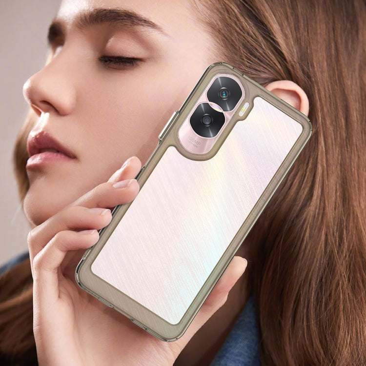 For Honor 90 Lite Colorful Series Acrylic Hybrid TPU Phone Case(Transparent Grey)