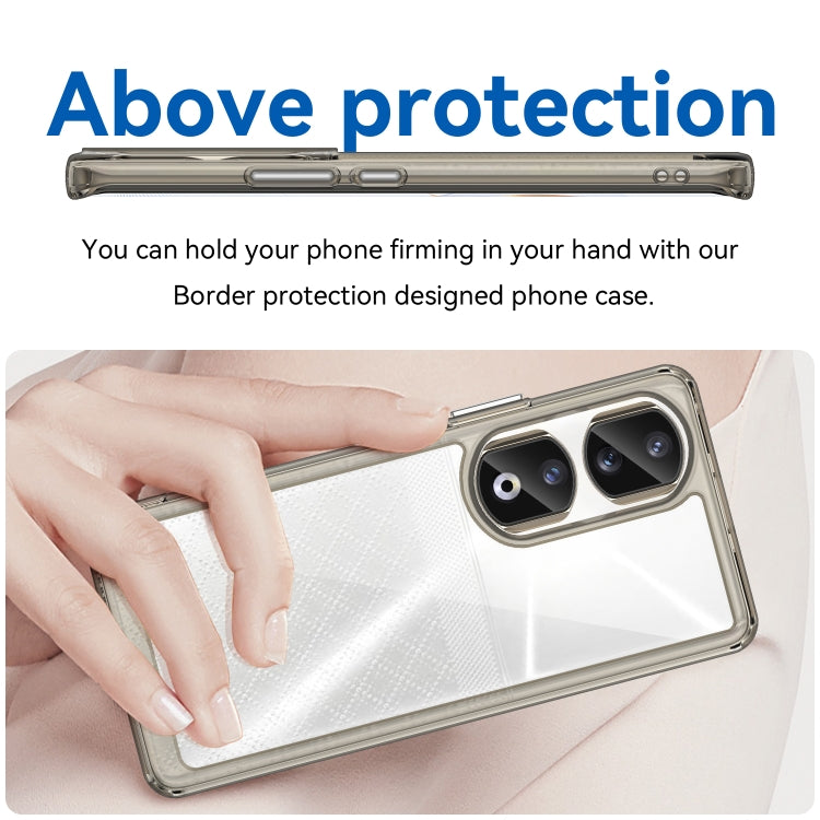 For Honor 90 Pro Colorful Series Acrylic Hybrid TPU Phone Case(Transparent Grey) - Honor Cases by PMC TechLife | Online Shopping South Africa | PMC TechLife | Buy Now Pay Later Mobicred