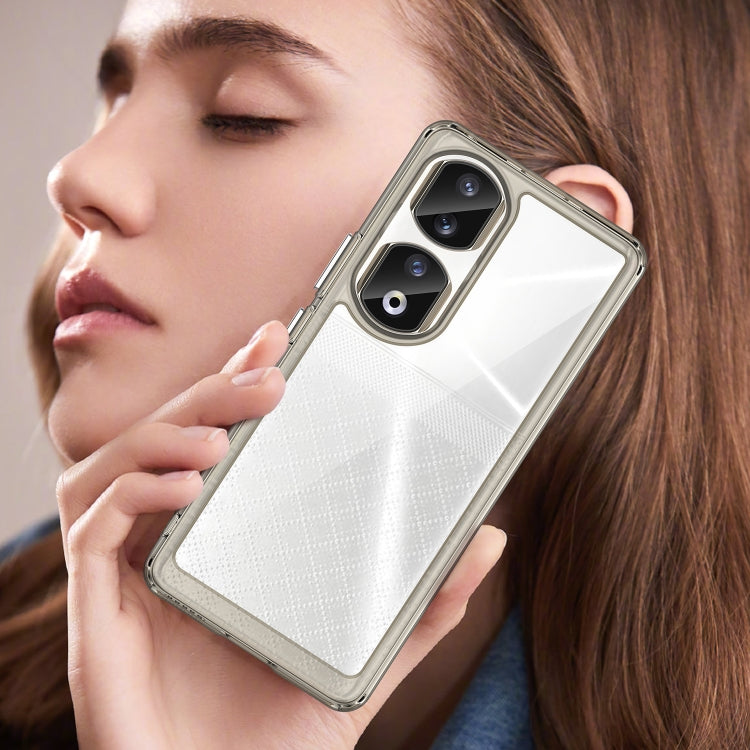 For Honor 90 Pro Colorful Series Acrylic Hybrid TPU Phone Case(Transparent Grey) - Honor Cases by PMC TechLife | Online Shopping South Africa | PMC TechLife | Buy Now Pay Later Mobicred
