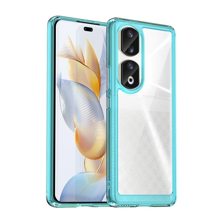 For Honor 90 Pro Colorful Series Acrylic Hybrid TPU Phone Case(Transparent Blue) - Honor Cases by PMC TechLife | Online Shopping South Africa | PMC TechLife | Buy Now Pay Later Mobicred