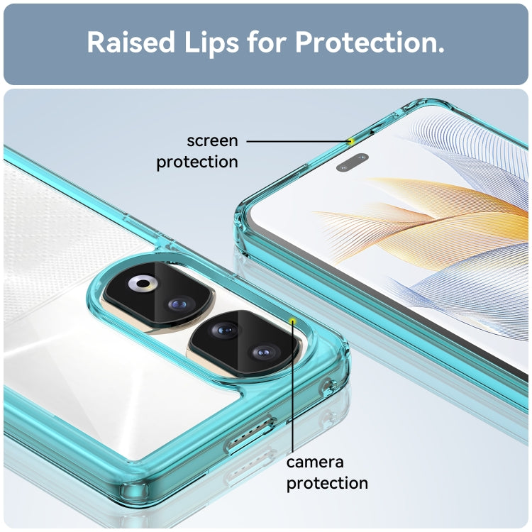 For Honor 90 Pro Colorful Series Acrylic Hybrid TPU Phone Case(Transparent Blue) - Honor Cases by PMC TechLife | Online Shopping South Africa | PMC TechLife | Buy Now Pay Later Mobicred