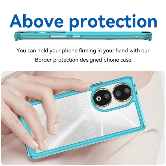 For Honor 80 Colorful Series Acrylic Hybrid TPU Phone Case(Transparent Blue)
