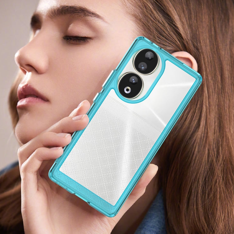 For Honor 80 Colorful Series Acrylic Hybrid TPU Phone Case(Transparent Blue)