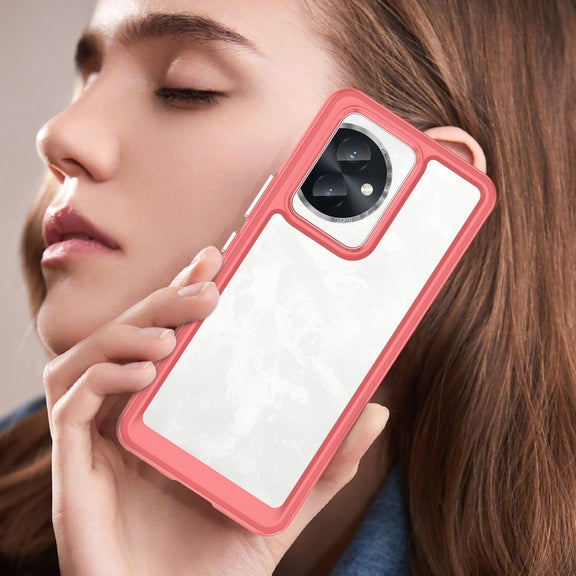For Honor 100 Colorful Series Acrylic Hybrid TPU Phone Case(Red)