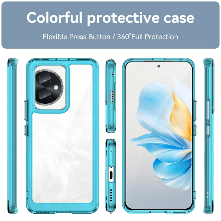 For Honor 100 Colorful Series Acrylic Hybrid TPU Phone Case(Transparent Blue) - Honor Cases by PMC TechLife | Online Shopping South Africa | PMC TechLife | Buy Now Pay Later Mobicred