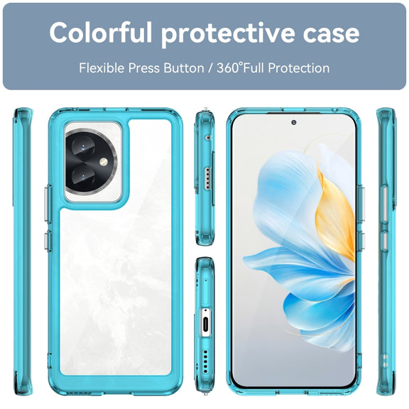 For Honor 100 Colorful Series Acrylic Hybrid TPU Phone Case(Transparent Blue)