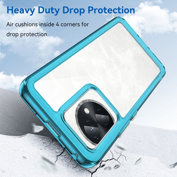 For Honor 100 Colorful Series Acrylic Hybrid TPU Phone Case(Transparent Blue) - Honor Cases by PMC TechLife | Online Shopping South Africa | PMC TechLife | Buy Now Pay Later Mobicred