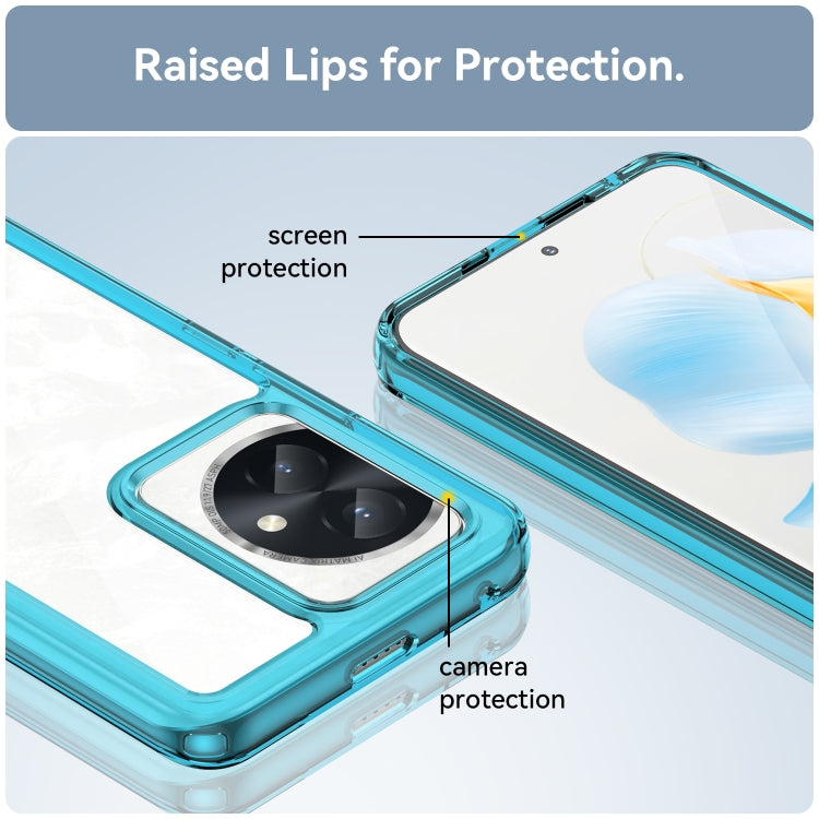 For Honor 100 Colorful Series Acrylic Hybrid TPU Phone Case(Transparent Blue)