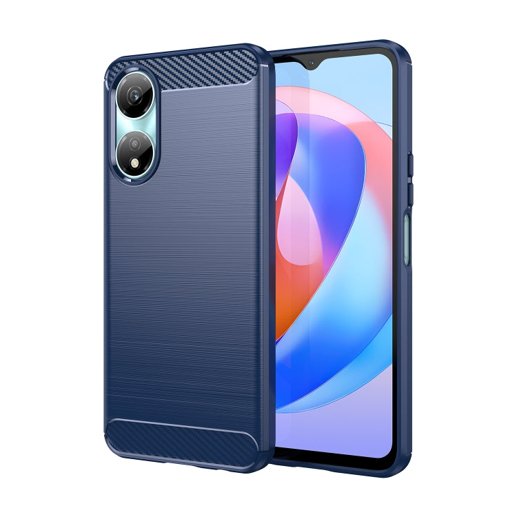 For Honor X7b Brushed Texture Carbon Fiber TPU Phone Case(Blue) - Honor Cases by PMC TechLife | Online Shopping South Africa | PMC TechLife