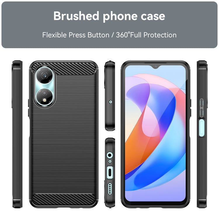 For Honor X7b Brushed Texture Carbon Fiber TPU Phone Case(Black) - Honor Cases by PMC TechLife | Online Shopping South Africa | PMC TechLife