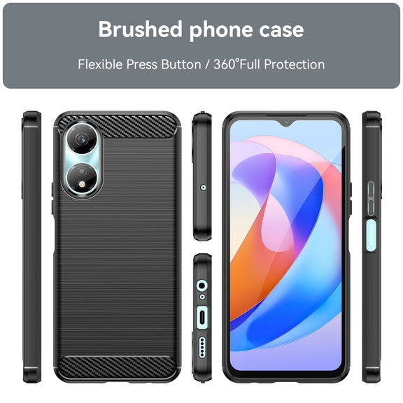 For Honor X7b Brushed Texture Carbon Fiber TPU Phone Case(Black)