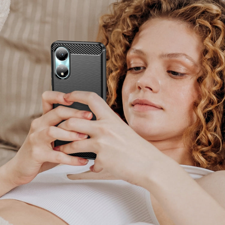 For Honor X7b Brushed Texture Carbon Fiber TPU Phone Case(Black) - Honor Cases by PMC TechLife | Online Shopping South Africa | PMC TechLife