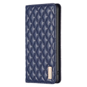 For iPhone 16 Diamond Lattice Magnetic Leather Flip Phone Case(Blue)