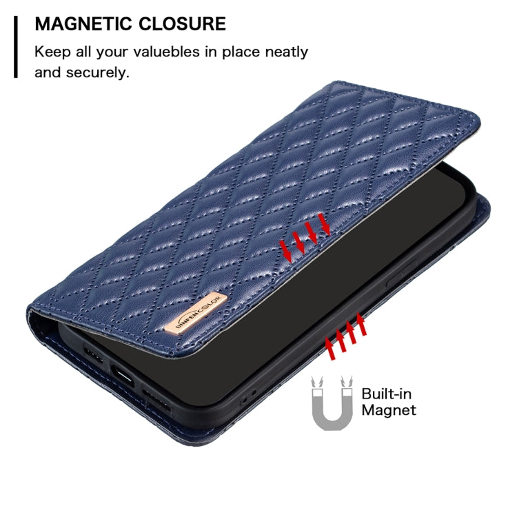 For iPhone 16 Diamond Lattice Magnetic Leather Flip Phone Case(Blue) - iPhone 16 Cases by PMC TechLife | Online Shopping South Africa | PMC TechLife | Buy Now Pay Later Mobicred
