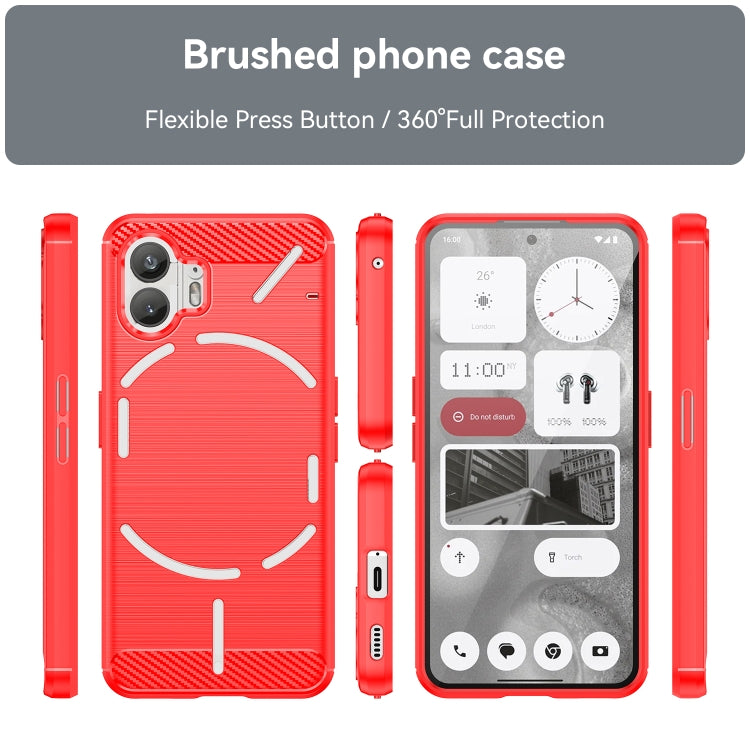 For Nothing Phone 2 Carbon Fiber Brushed Texture TPU Phone Case(Red) - free shipping - PMC TechLife - Order now!