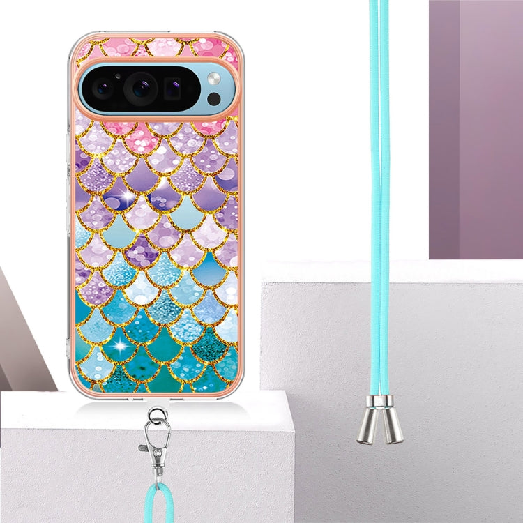 For Google Pixel 9 / 9 Pro Electroplating IMD TPU Phone Case with Lanyard(Colorful Scales) - Google Cases by PMC TechLife | Online Shopping South Africa | PMC TechLife | Buy Now Pay Later Mobicred