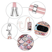 For Google Pixel 9 Pro XL Electroplating IMD TPU Phone Case with Lanyard(Pink Scales)