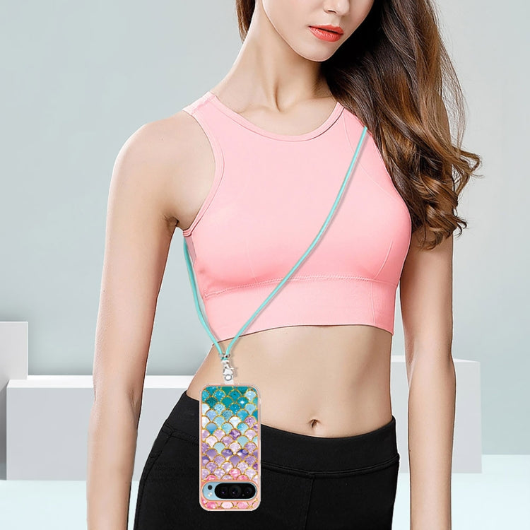 For Google Pixel 9 Pro XL Electroplating IMD TPU Phone Case with Lanyard(Colorful Scales) - Google Cases by PMC TechLife | Online Shopping South Africa | PMC TechLife | Buy Now Pay Later Mobicred
