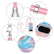 For Google Pixel 9 Pro XL Electroplating IMD TPU Phone Case with Lanyard(Blue Marble)