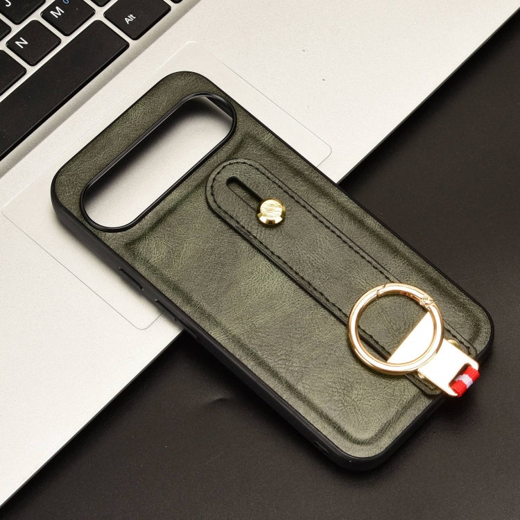 For Google Pixel 9 Pro Wristband Leather Back Phone Case(Green)