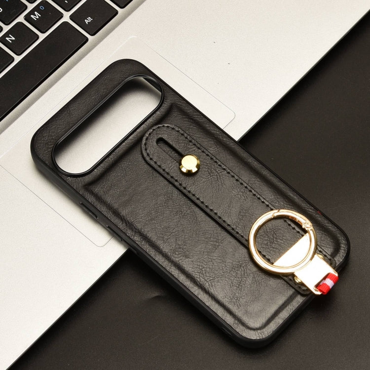 For Google Pixel 9 Wristband Leather Back Phone Case(Black) - Google Cases by PMC TechLife | Online Shopping South Africa | PMC TechLife | Buy Now Pay Later Mobicred
