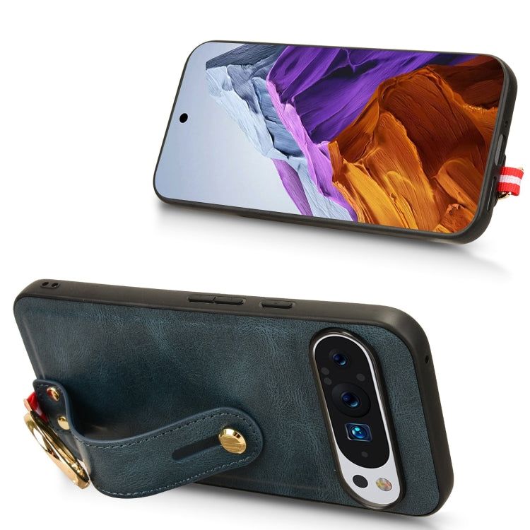 For Google Pixel 9 Wristband Leather Back Phone Case(Blue) - Google Cases by PMC TechLife | Online Shopping South Africa | PMC TechLife | Buy Now Pay Later Mobicred