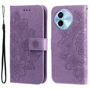 For vivo Y38 5G / T3x 5G Global 7-petal Flowers Embossing Leather Phone Case(Light Purple)
