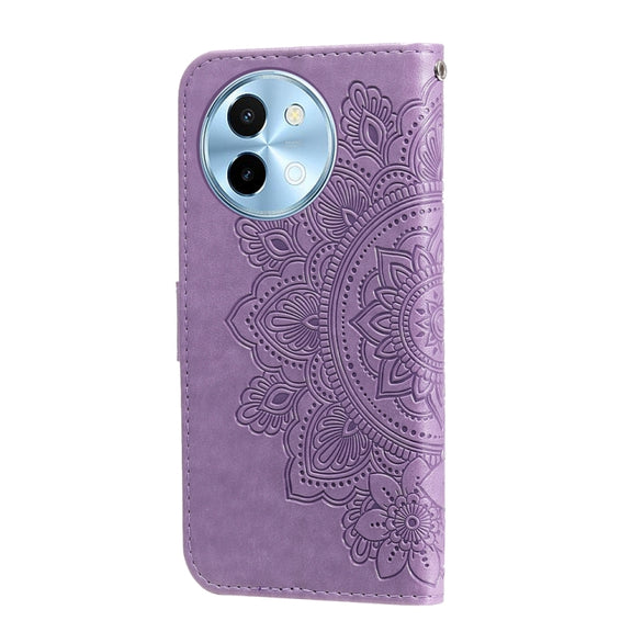 For vivo Y38 5G / T3x 5G Global 7-petal Flowers Embossing Leather Phone Case(Light Purple)