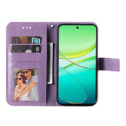 For vivo Y38 5G / T3x 5G Global 7-petal Flowers Embossing Leather Phone Case(Light Purple)
